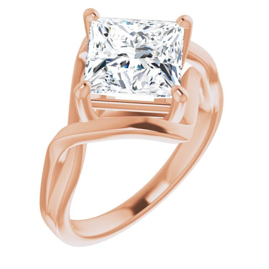 10K Rose Gold Customizable Princess/Square Cut Hurricane-inspired Bypass Solitaire