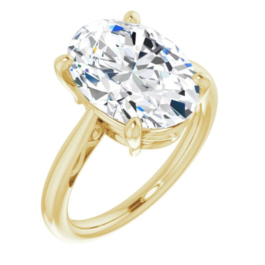 10K Yellow Gold Customizable Oval Cut Solitaire with 'Incomplete' Decorations