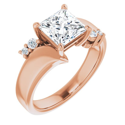 10K Rose Gold Customizable 5-stone Princess/Square Cut Style featuring Artisan Bypass