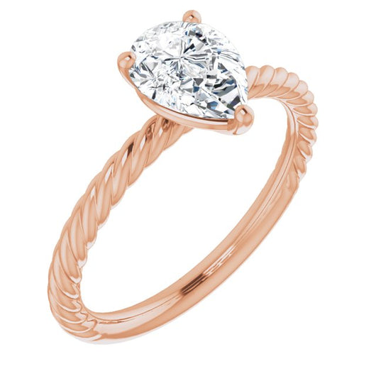 10K Rose Gold Customizable [[Cut] Cut Solitaire featuring Braided Rope Band