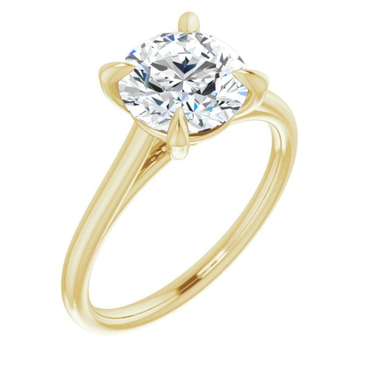 14K Yellow Gold Customizable Classic Cathedral Round Cut Solitaire