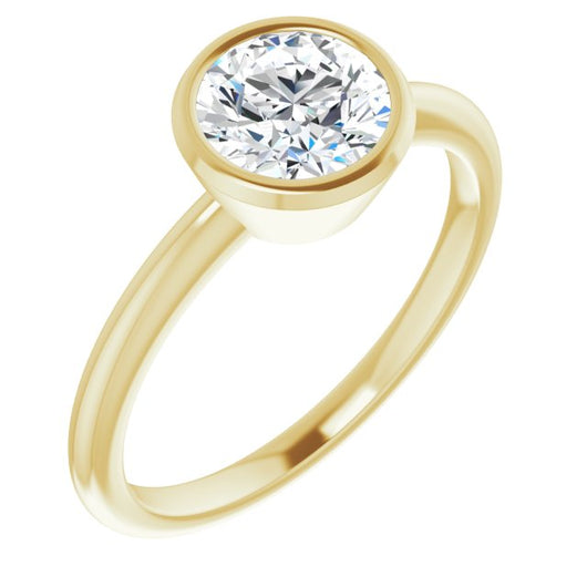 10K Yellow Gold Customizable Bezel-set Round Cut Solitaire with Thin Band