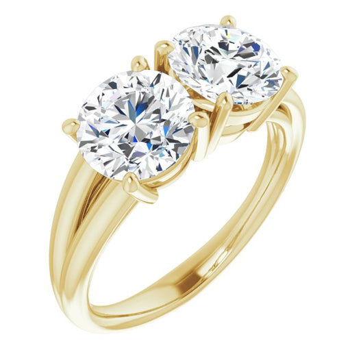 10K Yellow Gold Customizable Two-Stone Round Cut with Split Band