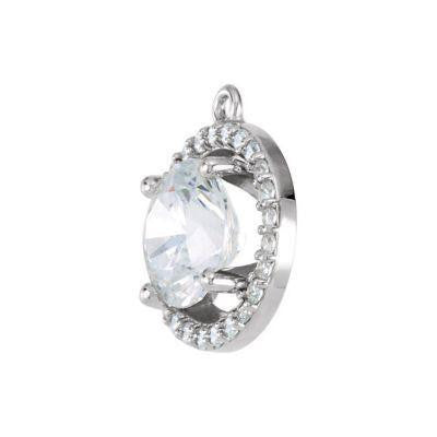 Cubic Zirconia Earrings- Round Halo-Styled Dangle