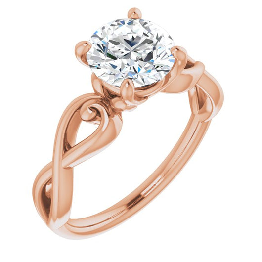 10K Rose Gold Customizable Round Cut Solitaire Design with Tapered Infinity-symbol Split-band