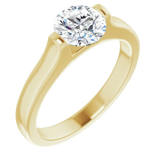 10K Yellow Gold Customizable Bar-set Round Cut Solitaire