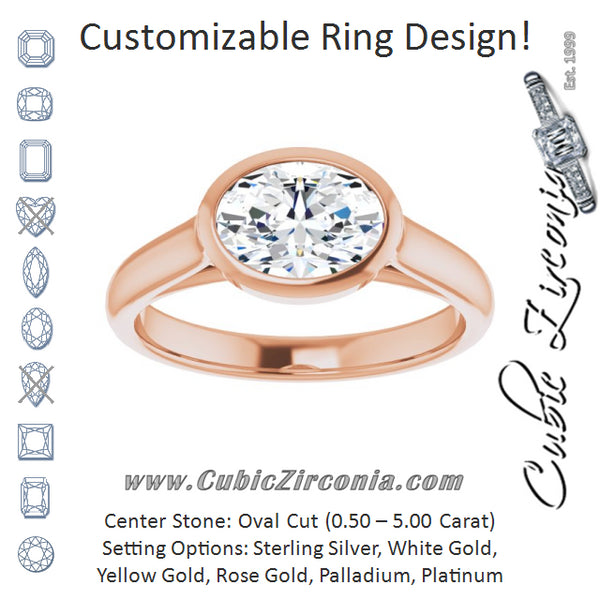 Cubic Zirconia Engagement Ring- The Ann Michelle (Customizable Cathedral-Bezel Oval Cut 7-stone "Semi-Solitaire" Design)