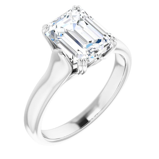 10K White Gold Customizable Emerald/Radiant Cut Solitaire with Under-trellis Design