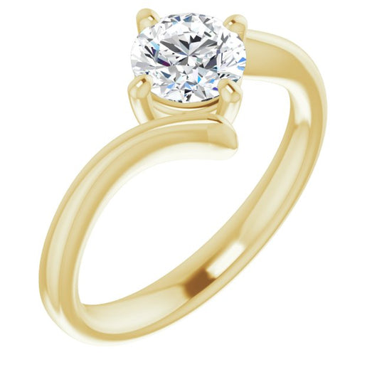 10K Yellow Gold Customizable Round Cut Solitaire with Thin, Bypass-style Band