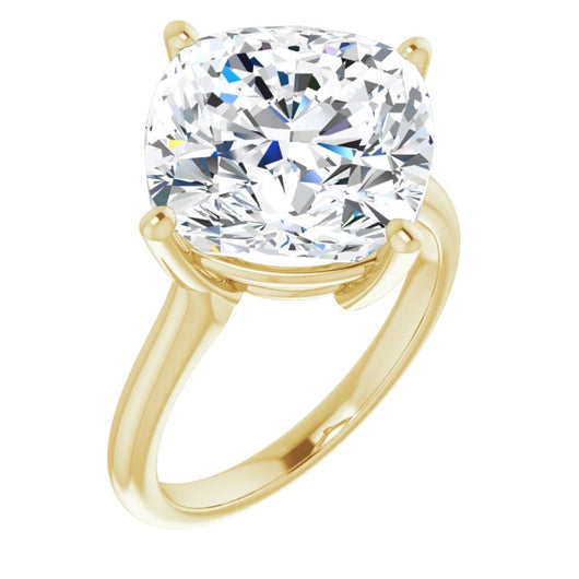 10K Yellow Gold Customizable Cushion Cut Solitaire with Raised Prong Basket