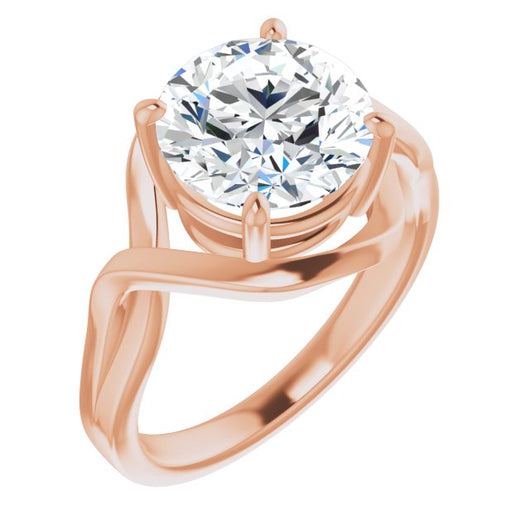 10K Rose Gold Customizable Round Cut Hurricane-inspired Bypass Solitaire