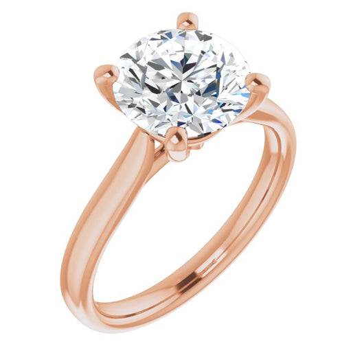 10K Rose Gold Customizable Cathedral-Prong Round Cut Solitaire