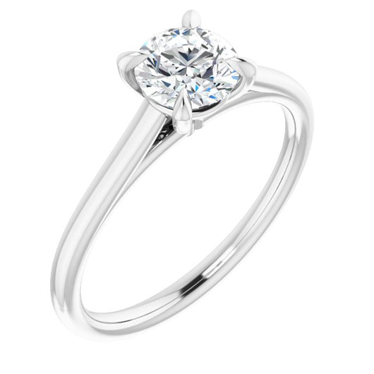 10K White Gold Customizable Classic Cathedral Round Cut Solitaire