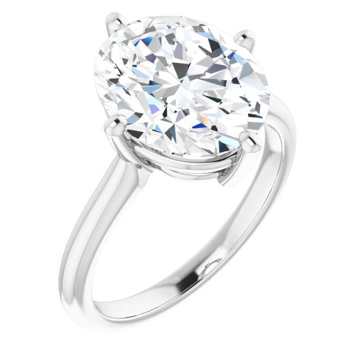 10K White Gold Customizable Oval Cut Solitaire with Raised Prong Basket