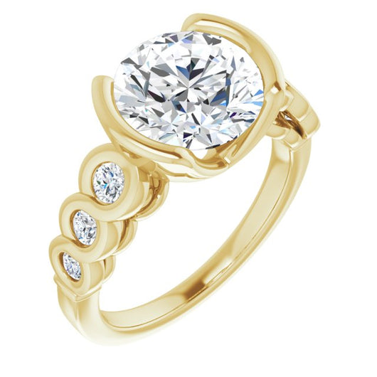 10K Yellow Gold Customizable 7-stone Round Cut Design with Interlocking Infinity Band