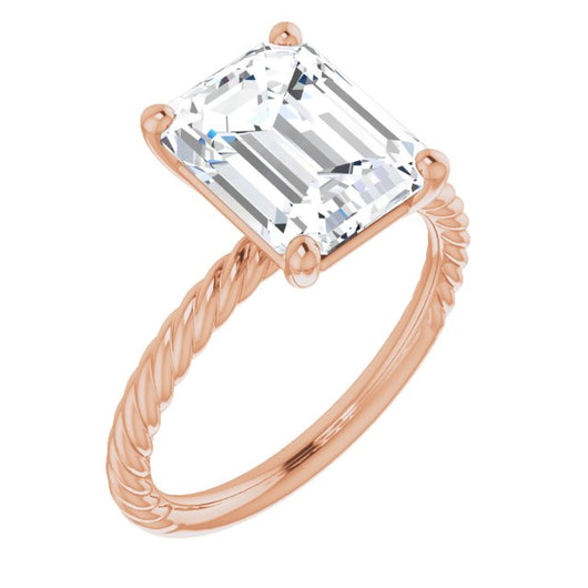 10K Rose Gold Customizable [[Cut] Cut Solitaire featuring Braided Rope Band