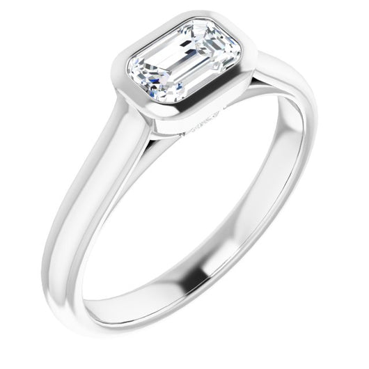 10K White Gold Customizable Cathedral-Bezel Emerald/Radiant Cut 7-stone "Semi-Solitaire" Design