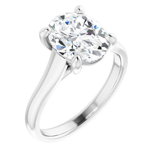 10K White Gold Customizable Oval Cut Cathedral-Prong Solitaire with Decorative X Trellis