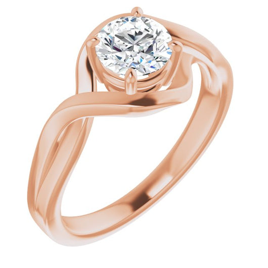 10K Rose Gold Customizable Round Cut Hurricane-inspired Bypass Solitaire