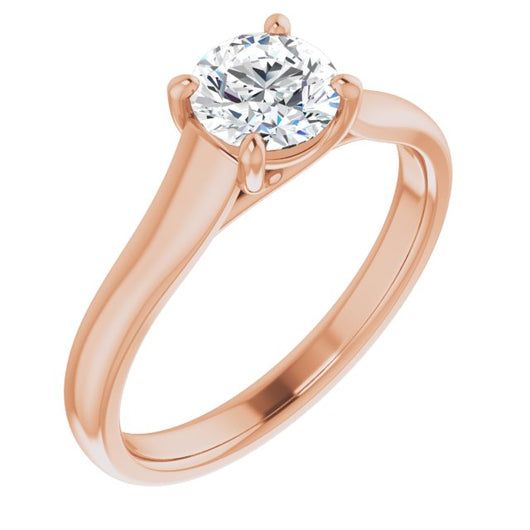 10K Rose Gold Customizable Round Cut Cathedral-Prong Solitaire with Decorative X Trellis