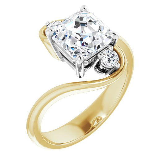 14K Yellow & White Gold Customizable 3-stone Asscher Cut Setting featuring Artisan Bypass