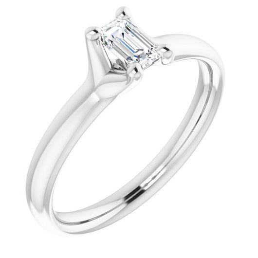 10K White Gold Customizable Emerald/Radiant Cut Fabulous Solitaire