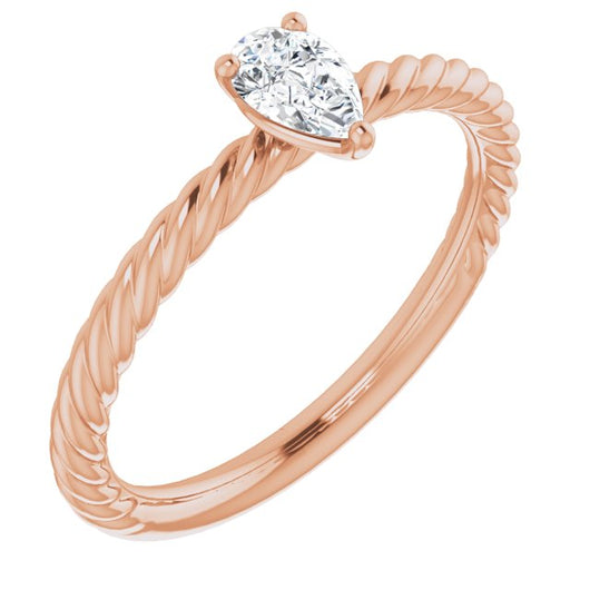 10K Rose Gold Customizable [[Cut] Cut Solitaire featuring Braided Rope Band