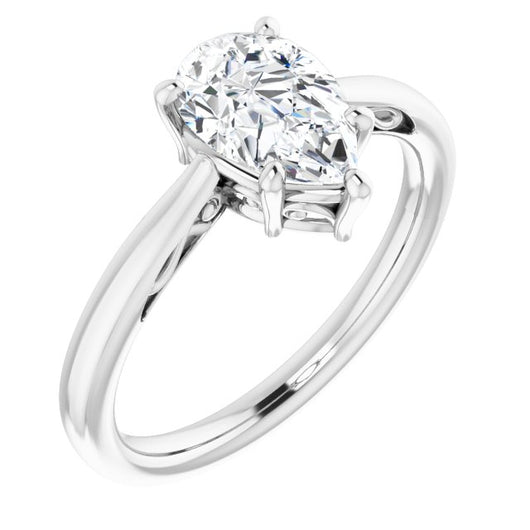 10K White Gold Customizable Pear Cut Solitaire with 'Incomplete' Decorations