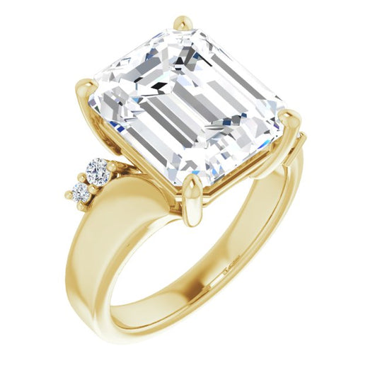 10K Yellow Gold Customizable 5-stone Emerald/Radiant Cut Style featuring Artisan Bypass