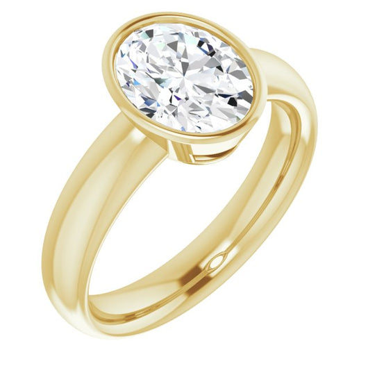 10K Yellow Gold Customizable Bezel-set Oval Cut Solitaire with Wide Band