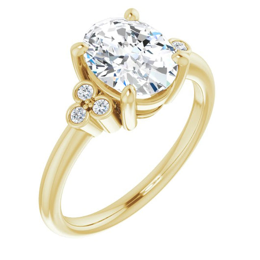 10K Yellow Gold Customizable 7-stone Oval Cut Center with Round-Bezel Side Stones