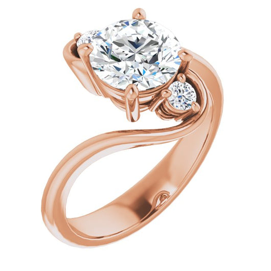 10K Rose Gold Customizable 3-stone Round Cut Setting featuring Artisan Bypass