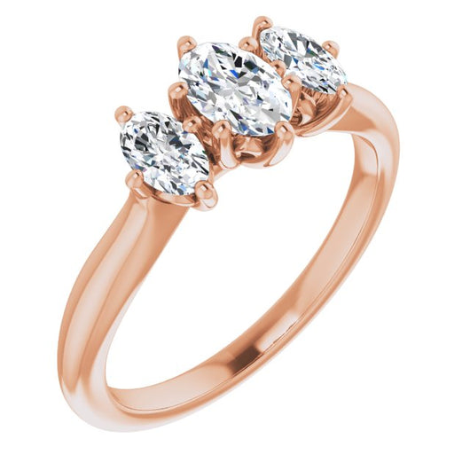 10K Rose Gold Customizable Triple Oval Cut Design with Decorative Trellis