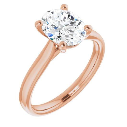 10K Rose Gold Customizable Cathedral-Prong Oval Cut Solitaire