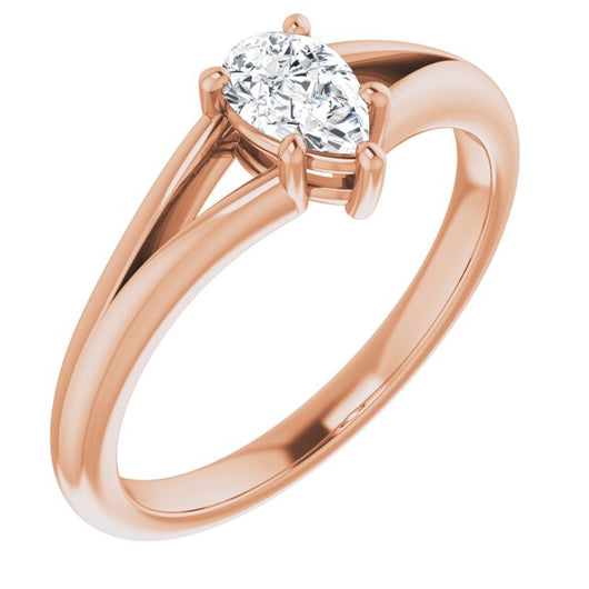 10K Rose Gold Customizable Pear Cut Solitaire with Tapered Split Band