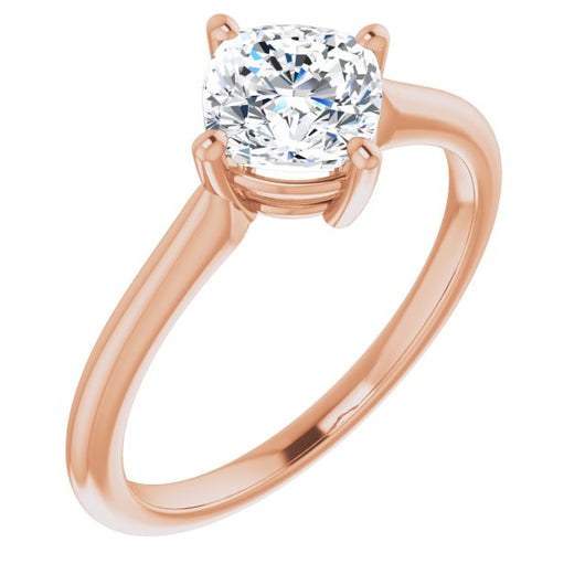 10K Rose Gold Customizable Cushion Cut Solitaire with Raised Prong Basket