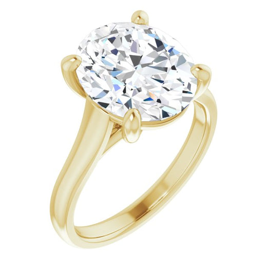 10K Yellow Gold Customizable Oval Cut Cathedral-Prong Solitaire with Decorative X Trellis