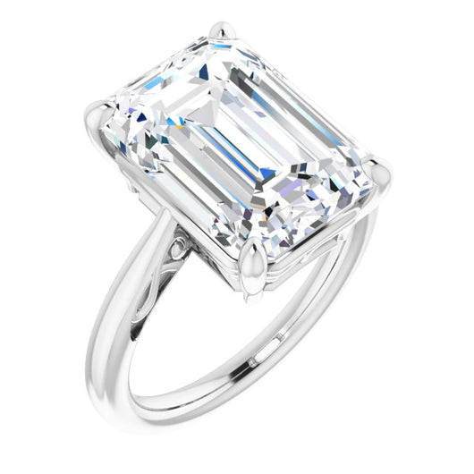 10K White Gold Customizable Emerald/Radiant Cut Solitaire with 'Incomplete' Decorations