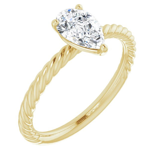 10K Yellow Gold Customizable [[Cut] Cut Solitaire featuring Braided Rope Band