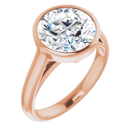 10K Rose Gold Customizable Cathedral-Bezel Round Cut 7-stone "Semi-Solitaire" Design