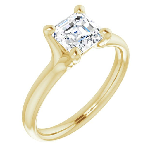 10K Yellow Gold Customizable Asscher Cut Fabulous Solitaire