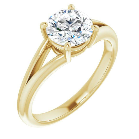 10K Yellow Gold Customizable Round Cut Solitaire with Tapered Split Band