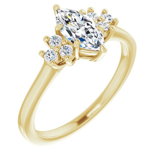 10K Yellow Gold Customizable Marquise Cut 7-stone Prong-Set Design