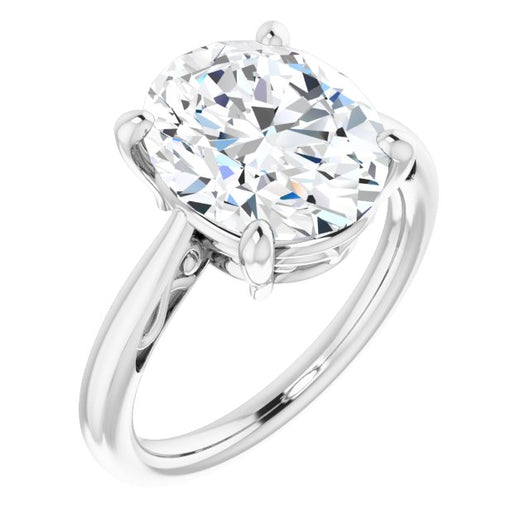 10K White Gold Customizable Oval Cut Solitaire with 'Incomplete' Decorations