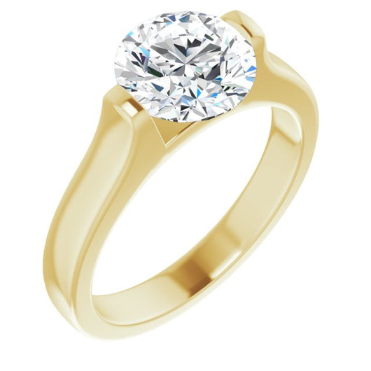 18K Yellow Gold Customizable Bar-set Round Cut Solitaire