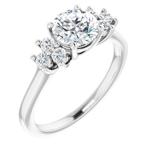 10K White Gold Customizable Round Cut 7-stone Prong-Set Design