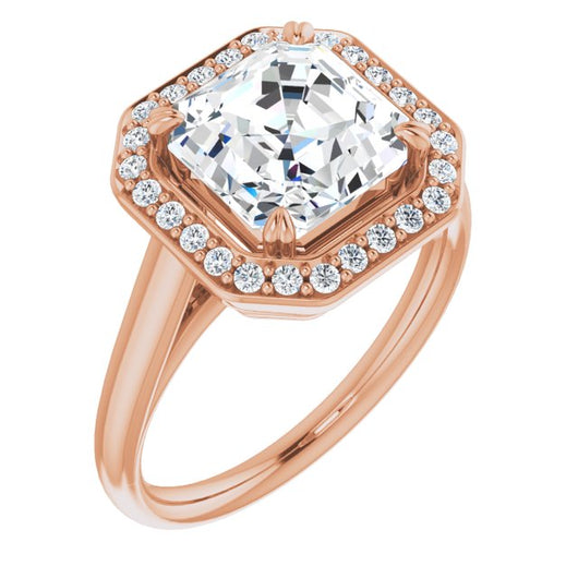 10K Rose Gold Customizable Asscher Cut Design with Loose Halo