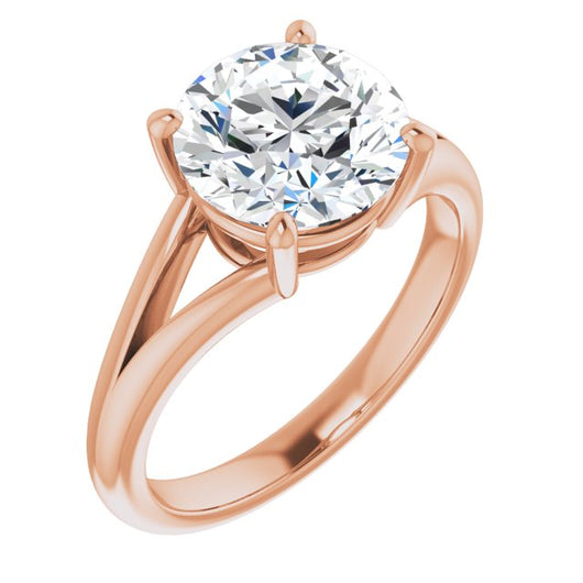 10K Rose Gold Customizable Round Cut Solitaire with Tapered Split Band