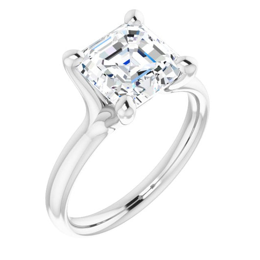 10K White Gold Customizable Asscher Cut Fabulous Solitaire