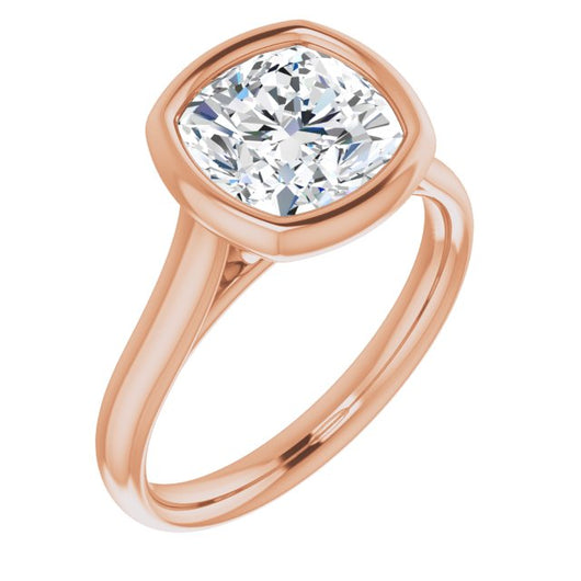 10K Rose Gold Customizable Cathedral-Bezel Cushion Cut Solitaire